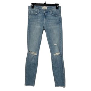 CURRENT/ELLIOTT The Stiletto Distressed Cropped Raw Hem Ankle Skinny size 25